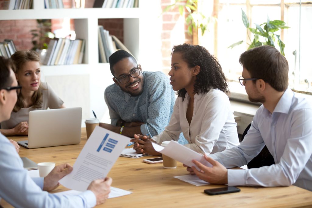 Leaders participating in a board meeting