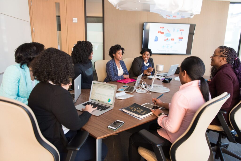 Team collaborating in a planning meeting